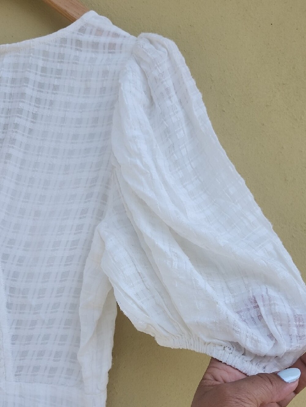French Connection Sundress White Textured Mini Dress with V-Neck - Picture 12 of 16